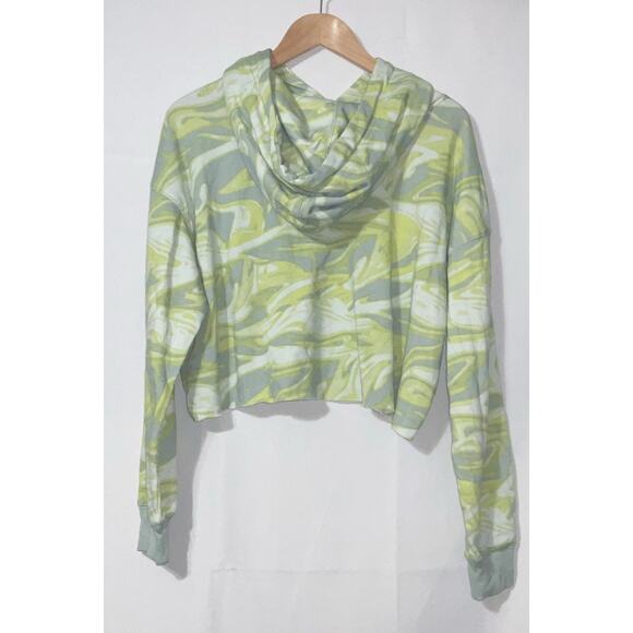 NWT Wild Fable Women’s Size XL Green Swirl Cropped Hoodie Sweatshirt - Picture 2 of 6
